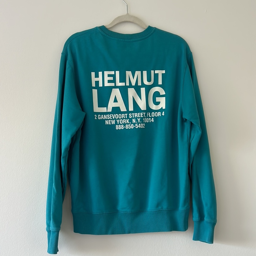 HELMUT LANG AQUA LARGE GRAPHIC CREWNECK THICK COTTON 2021-22